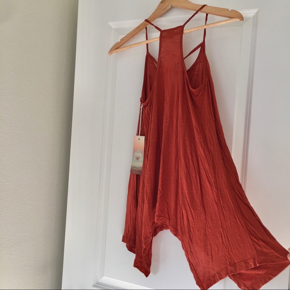 Lace Up Racerback Tank, Rust Orange - Picture 4 of 7